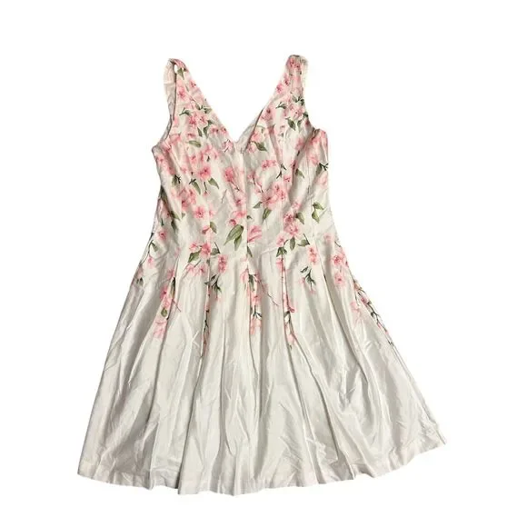 Ralph Lauren, Women's Fit & Flare Mini Dress, Pink White Floral, Size 12, NWT - Picture 3 of 9
